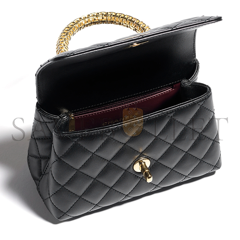 CHANEL MINI FLAP BAG WITH TOP HANDLE CALFSKIN AS2215 (19*13*9cm)
